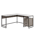 Sauder® Tremont Row 60"W L-Shaped Office Computer Desk With File Drawer, Mystic Oak/White 1 thumbnail image