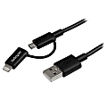StarTech.com 1m (3 ft) Black Apple 8-pin Lightning Connector or Micro USB to USB Combo Cable for iPhone / iPod / iPad - 3.28 ft Lightning/USB Data Transfer Cable for iPad, iPhone, iPod, PC