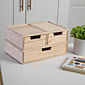 Martha Stewart Weston Stackable Boxes With Drawers, 3"H x 12-1/2"W x 6-3/4"D, Light Natural, Set Of 3 Boxes