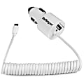 StarTech.com White Dual Port Car Charger with Micro USB Cable and USB 2.0 Port - High Power (21 Watt / 4.2 Amp) 1 thumbnail image