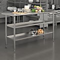 Flash Furniture Stainless Steel Work Table, 34-1/2”H x 60”W x 24”D, Silver 1 thumbnail image