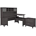 Bush Furniture Somerset 72"W 3-Position Sit-To-Stand L-Shaped Desk With Hutch And File Cabinet, Storm Gray, Standard Delivery 1 thumbnail image