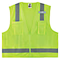 Ergodyne GloWear® Safety Vest, Economy Surveyor's 8249Z, Type R Class 2, 4X/5X, Lime