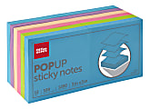 Office Depot® Brand Pop-Up Sticky Notes, 3" x 3", Assorted Neon Colors, 100 Sheets Per Pad, Pack Of 12 Pads