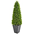 Nearly Natural 57"H Eucalyptus Topiary Artificial Tree With Planter, 57"H x 18"W x 18"D, Gray/Green