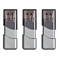 PNY Turbo Attaché 3 USB 3.0 Flash Drives, 32GB, Silver, Pack Of 3 Drives 1 thumbnail image