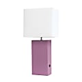 Lalia Home Lexington Table Lamp With USB Charging Port, 21"H, White/Purple