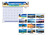 At-A-Glance Images Of The Sea Monthly Desk Pad - Yes - Monthly - 1 Year - January 2019 till December 2019 - 1 Month Single Page Layout - 22" x 17" - Desktop - White - Paper - Full-color Photos of the Sea