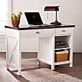 Southern Enterprises Amburg Farmhouse Desk, White/Cherrywood 1 thumbnail image