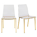 Eurostyle Chloe Side Chairs, Clear Acrylic/Matte Brushed Gold, Set Of 2 Chairs