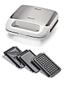Betty Crocker 3-in-1 Indoor Grill, Sandwich & Waffle Maker Plus, 3-3/4”H x 9-1/4”W x 9”D, White 1 thumbnail image