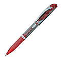 Pentel® EnerGel Deluxe Liquid Gel Pen, Bold Point, 1 mm, Silver Barrel, Red Ink