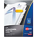 Avery® Customizable Print-On™ Dividers, 8 1/2" x 11", 5 Tabs, White, Pack Of 25 Sets 1 thumbnail image