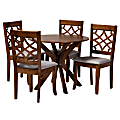 Baxton Studio Elena Dining Set, 29-15/16”H x 35-7/16”W x 35-7/16”D, Gray/Dark Brown