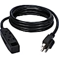 QVS 5-Pack 3-Outlet 3-Prong 15ft Power Extension Cord - NEMA 5-15P - 3 x NEMA 5-15R - 15 ft Cord - 13 A Current - 120 V AC Voltage - 1625 W - Wall Mountable - Black