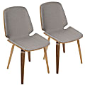 LumiSource Serena Dining Chair, Walnut/Light Grey, Set Of 2