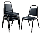 National Public Seating 9100 Series Vinyl Upholstered Banquet Stack Chairs, Midnight Blue/Black, Pack Of 4 Chairs