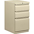 HON® Efficiencies™ 19-7/8"D Vertical 3-Drawer Mobile Pedestal File Cabinet, Putty