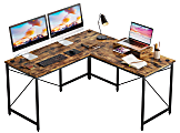 Bestier 60"W L-Shaped Corner Computer Desk With Monitor Stand & 3 Cable Holes, Rustic Brown 1 thumbnail image