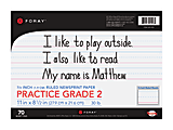 FORAY® Newsprint Writing Tablet — Grade 2, 3/4" Rule, 3/8" Mid Line, 3/8" Skip Space, 11" x 8 1/2", Pad Of 70 Sheets