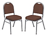 National Public Seating 9200 Series: Dome-Back Premium Fabric Upholstered Banquet Stack Chair, Rich Maroon Seat/Silvervein Frame, Set Of 2