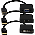 AddOn 3-Piece Bundle of 8in DisplayPort Male to DVI, HDMI, and VGA Female Black Adapter Cables - 100% compatible and guaranteed to work
