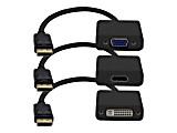 AddOn 8in DisplayPort to DVI/HDMI/VGA Adapter Cable - Video converter - DisplayPort - VGA - black - with DisplayPort-HDMI cable, DisplayPort-DVI cable