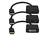 AddOn 8in DisplayPort to DVI/HDMI/VGA Adapter Cable - Video converter - DisplayPort - VGA - black - with DisplayPort-HDMI cable, DisplayPort-DVI cable 1 thumbnail image