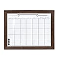 DesignOvations Beatrice Magnetic Framed Dry-Erase Monthly Calendar, Melamine, 23" x 29", White, Brown Plastic Frame 1 thumbnail image