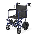 Medline Aluminum Transport Chair, 12" Wheels, Blue
