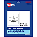 Avery® Permanent Labels With Sure Feed®, 94212-WMP250, Rectangle, 2-1/3" x 3-3/8", White, Pack Of 1,500