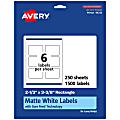 Avery® Permanent Labels With Sure Feed®, 94212-WMP250, Rectangle, 2-1/3" x 3-3/8", White, Pack Of 1,500 1 thumbnail image