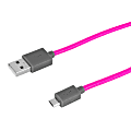iHome Nylon Micro USB 2.0 Charge & Sync Cable For Android, 5', Pink