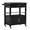 Linon Glen Granite-Top Kitchen Cart, 36"H x 33"W x 18"D, Black 1 thumbnail image