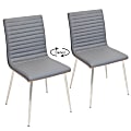 LumiSource Mason Swivel Chairs, Walnut/Gray/Stainless Steel, Set Of 2 Chairs 1 thumbnail image