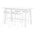 KFI Studios Midtown Bar Height Table With 4 Low Back Bar Stools, White