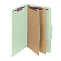 Smead® Pressboard Classification Folder With SafeSHIELD Fastener, 2 Dividers, Legal Size, 100% Recycled, Gray/Green 1 thumbnail image