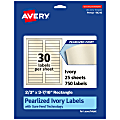 Avery® Pearlized Permanent Labels With Sure Feed, 94210-PIP25, Rectangle, 2/3" x 3-7/16", Ivory, Pack Of 750 Labels