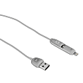 iHome® 2-in-1 Micro USB And Lightning Cable, 5', Silver
