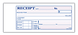 Adams® Money/Rent Receipt Books, 7 3/16" x 2 3/4", 2-Part, Carbon, 50 Set Book 1 thumbnail image