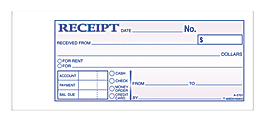 Adams® Money/Rent Receipt Books, 7 3/16" x 2 3/4", 2-Part, Carbon, 50 Set Book