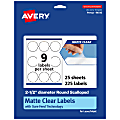 Avery® Permanent Labels With Sure Feed®, 94516-CMF25, Round Scalloped, 2-1/2", Matte Clear, Pack Of 225 1 thumbnail image