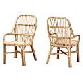 bali & pari Sumatera Rattan Dining Accent Chairs, Natural Brown, Set Of 2 Chairs