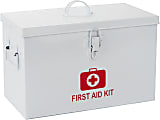 Mind Reader Metal First Aid Box Emergency Kit Medical Supply Organizer, 8-1/4"H x 7"W x 13-1/4"D, White 1 thumbnail image