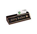 Custom Walnut Desk Bar/Sign With Black/Gold Brass Name Plate And Business Card Holder, 8” x 2” 1 thumbnail image