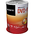 Sony DVD Recordable Media - DVD-R - 16x - 4.70 GB - 100 Pack Spindle - 120mm - 2 Hour Maximum Recording Time 1 thumbnail image