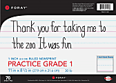 FORAY® Newsprint Writing Tablet — Grade 1, 1" Rule, 1/2" Mid Line, 1/2" Skip Space, 11" x 8 1/2", Pad Of 70 Sheets 1 thumbnail image