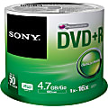 Sony DVD Recordable Media - DVD+R - 16x - 4.70 GB - 50 Pack Spindle