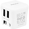 Macally 15W Two USB Port Wall Charger - 5 V DC/3.10 A Output