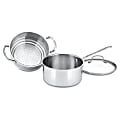 Cuisinart 3 Qt. Steamer Set (3-Pc.) - 3 quart Saucepan, Steamer Insert, Lid - Glass Lid, Aluminum, Stainless Steel, Cast Stainless Steel Handle - Dishwasher Safe - Oven Safe 1 thumbnail image